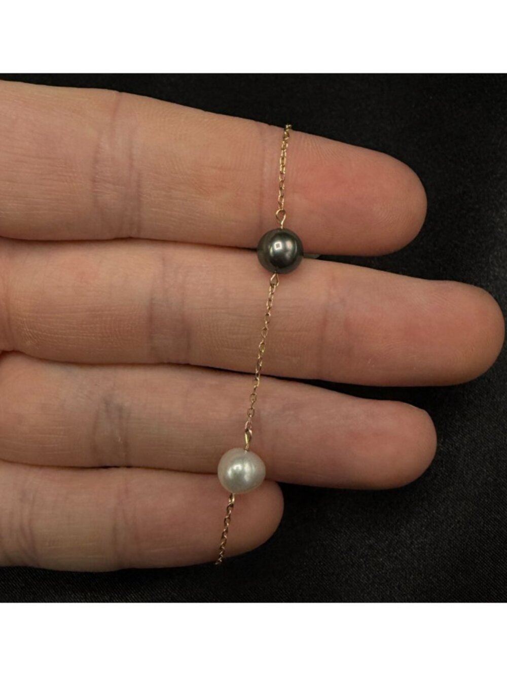 10K Solid Gold Necklace & Bracelet Set With Multicolor Freshwater Pearls - Picture 3 of 5
